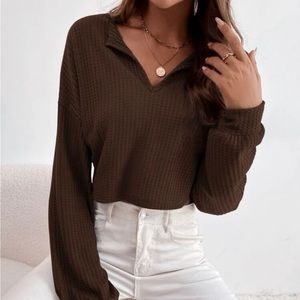 SHEIN Essnce Drop Shoulder Waffle Knit Tee